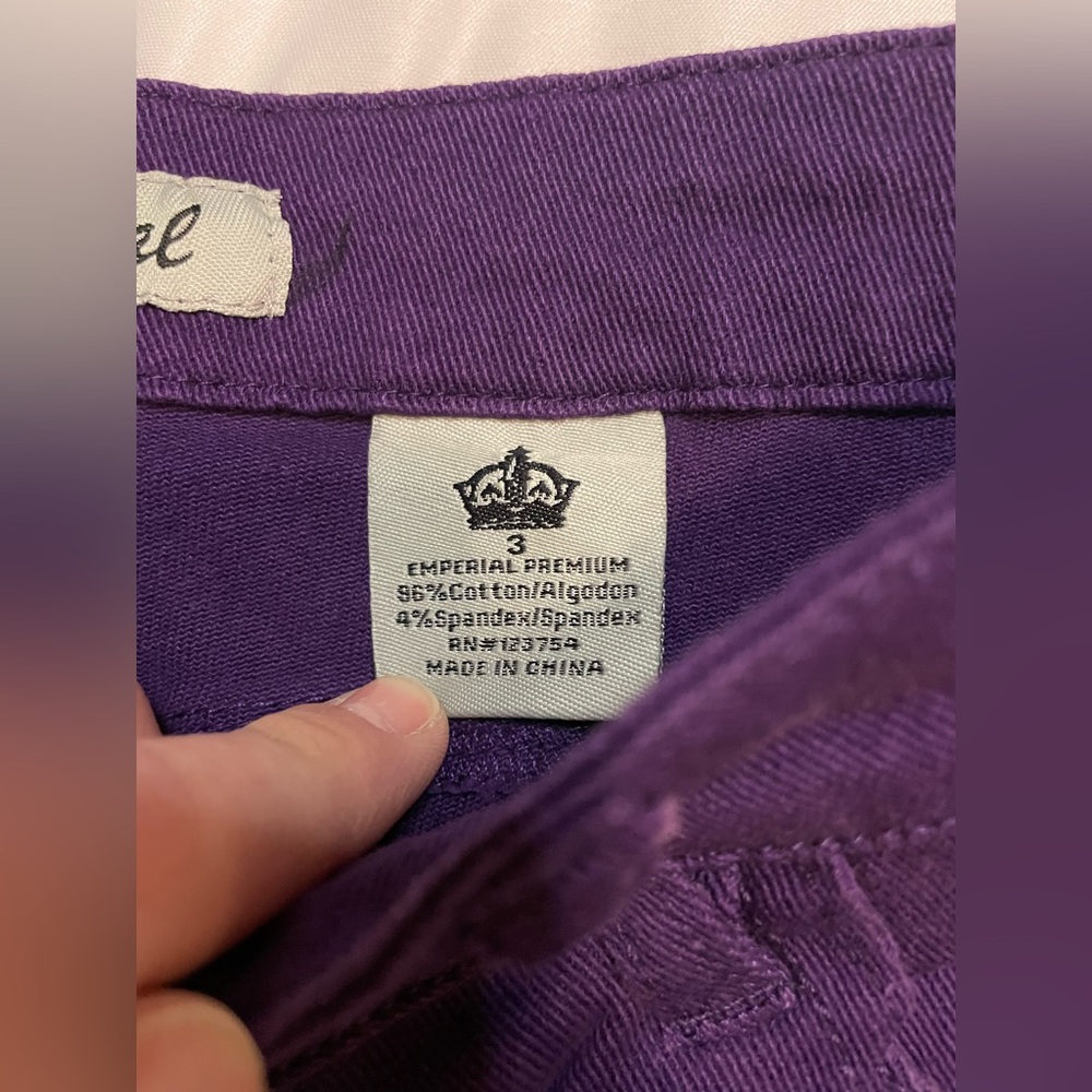 Emperial Premium Jeans Juniors Size 3 Low Rise Skinny Purple Denim 5 Pocket NWT - Picture 3 of 9